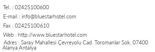 Blue Star Hotel telefon numaralar, faks, e-mail, posta adresi ve iletiim bilgileri